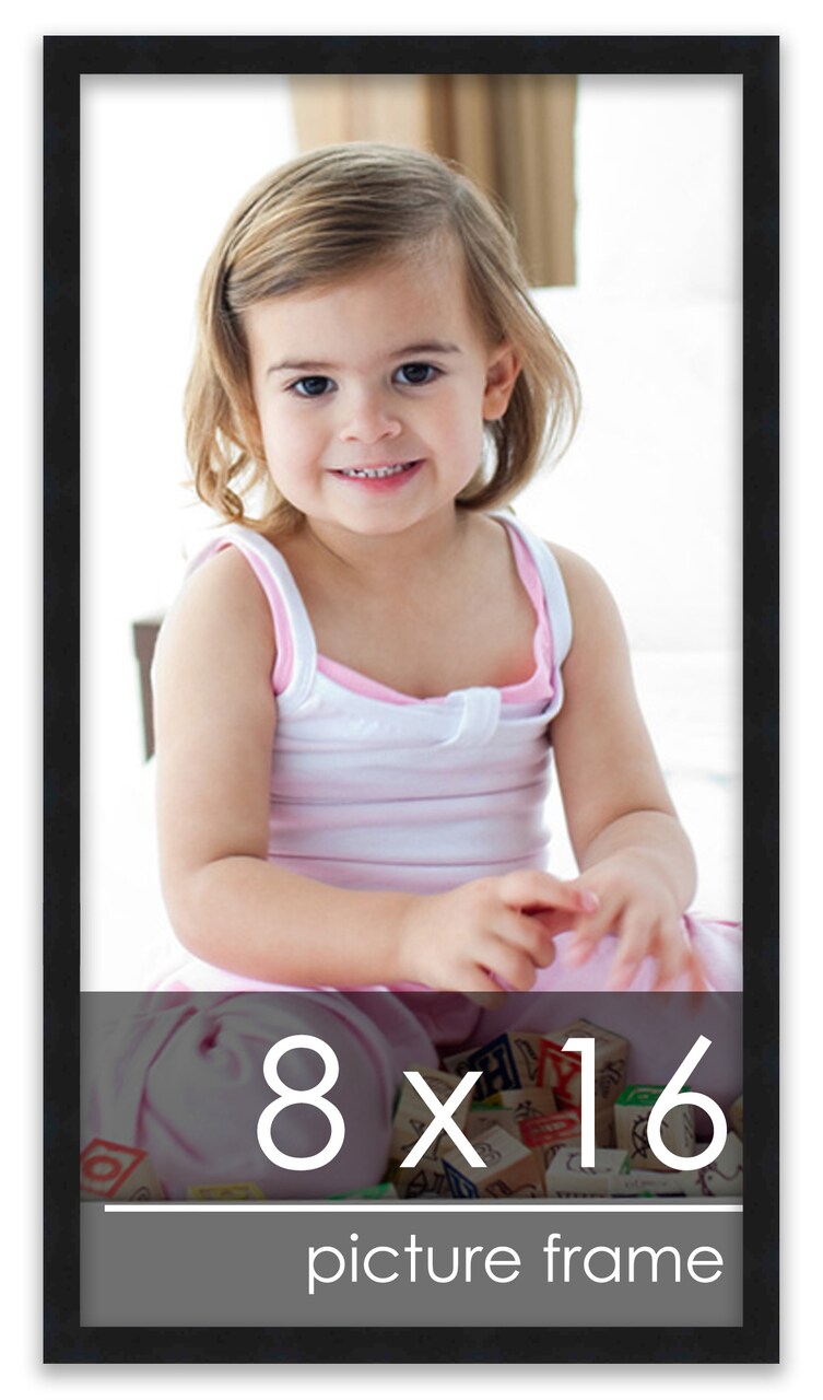 8x16 Simple Black Picture Frame - UV Acrylic, Foam Board Backing, Hanging Hardware